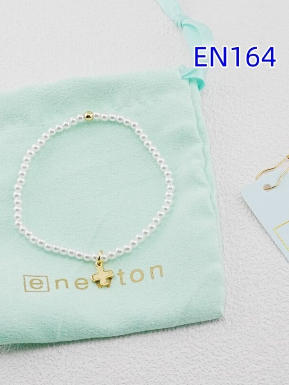 Enewton White Pearl Gold Cross Bracelet
